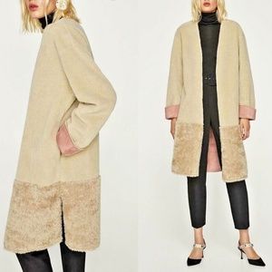 Zara Shearling Teddy Coat Double Sided Pink In Size S Brand New 6318/225